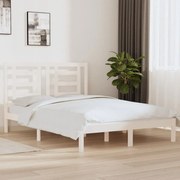 vidaXL Bedframe massief grenenhout wit 140x190 cm