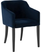 Goossens Eetkamerstoel Peda blauw velvet stof met armleuning, elegant chic