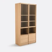 Modulaire vitrinekast in eik, met 4 deuren en 2 open vakken, Senssia