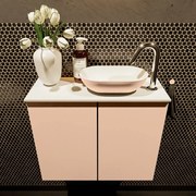 Mondiaz Fowy toiletmeubel 60cm rosee met oudroze waskom rechts en kraangat