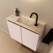 Mondiaz Ture DLux toiletmeubel 60cm rosee met wastafel frappe midden met kraangat