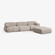 3-delige Modulaire Bank En Bouclé Poef Vacuüm Verpakt Kendall Bouclé Chocoladebruin - Sklum
