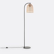Vloerlamp van metaal en rotan, Dankia
