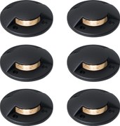 Set van 6 moderne grondspots zwart GU10 50mm 2-lichts effect IP65 - Cellar