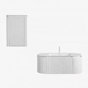 Badmeubelset Van Hout Met Geïntegreerde Wastafel Carsone Wit & Wit & Spiegelloze & Wit ↑20 Cm Met Overloop Aftapventiel Orveta - Sklum