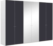 Goossens Kledingkast Easy Storage Ddk, Kledingkast 304 cm breed, 220 cm hoog, 4x draaideur en 2x spiegel draaideur midden