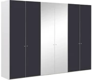 Goossens Kledingkast Easy Storage Ddk, Kledingkast 304 cm breed, 220 cm hoog, 4x draaideur en 2x spiegel draaideur midden