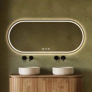 Saniclear Triova ovale spiegel 160x70cm met verwarming, directe en indirecte verlichting