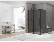 Van Rijn Products ST06 Softclose schuifdeur 8mm rookglas 158.5x200cm voor combinatie met wand inclusief greep zwart ST06350160ZWGR