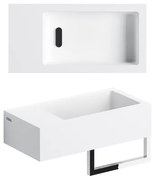 Clou Flush 3 fontein 36x18cm kraangat links met handdoekhouder aluite Wit mat CL/03.13032.02