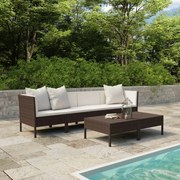 vidaXL 6-delige Loungeset met kussens poly rattan bruin