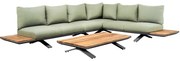 SUNS Stockholm hoek loungeset 3 delig soft green mixed weave / matt royal grey