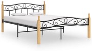 vidaXL Bedframe metaal en massief eikenhout zwart 160x200 cm