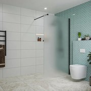 Fortifura Galeria inloopdouche - 110x200cm - mat glas - wandarm - mat zwart SW915251/SW797905