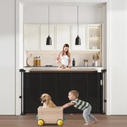 VEVOR Uitschuifbaar babyhekje (87 cm hoog uitschuifbaar tot 1400 mm breed) uitschuifbaar hek voor kinderen en huisdieren, gaasmateriaal, traphekje voor binnentrappen, deuren, gangen, speelkamers, zwart