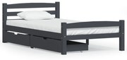 vidaXL Bedframe met 2 lades massief grenenhout donkergrijs 90x200 cm