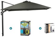 GI Hawaii zweefparasol Deluxe 300 x 300 cm. - Groen - met ingraafvoet en hoes