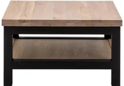 Goossens Hoektafel Santos, hout eiken bruin, urban industrieel, 70 x 40 x 70 cm