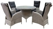 Riccione Menorca dining tuinset 110 cm rond verstelbaar 5-delig wit grijs