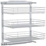 vidaXL Draadmand keuken uittrekbaar 3-laags 47x35x56 cm zilverkleurig