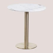 Cosmopolitan Ronde Marmeren Bartafel Wit Marmer & Ø70 Cm & Champagne Goud - Sklum