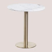 Ronde Bartafel In Marmer Cosmopolitan Wit & Ø70 Cm & Champagne Goud - Sklum