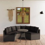 vidaXL 5-delige Loungeset met kussens poly rattan grijs