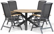 Tuinset Ronde Tuintafel 4 personen 120 cm Aluminium/Textileen /Aluminium/textileen Grijs Lifestyle Garden Furniture Rosello/Fabriano