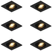 Set van 6 Moderne inbouwspot zwart verstelbaar - Club GU10 Binnenverlichting Lamp
