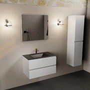 Mondiaz Aivy badmeubel 80cm talc met wastafel solid surface urban midden 1 kraangat en spiegel