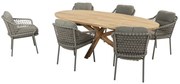 4 Seasons Outdoor Jura tuinset olijfgroen met Prado tafel ovaal blad 240 cm Tuinset   taupe weerbestendig