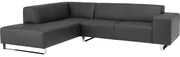 Goossens Excellent Hoekbank Design@home zwart, leer, 2,5-zits, modern design met ligelement links