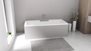 Polysan Monolith Cascata half vrijstaand bad met RVS waterval uitloop 185x85cm