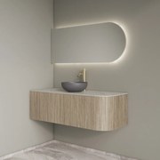 Gliss Design Alluro badmeubel ribbelfront met ronding rechts 120cm corn silk en wit marmer toppaneel