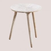 Ronde Bijzettafel Ø40 Cm Van Mangohout Nabordi Vintage Wit Hout - Sklum