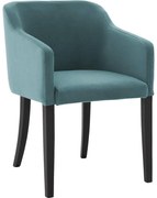 Goossens Eetkamerstoel Peda groen velvet stof met armleuning, elegant chic