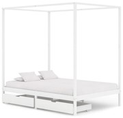 vidaXL Hemelbedframe met 2 lades massief grenenhout wit 140x200 cm