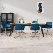 vidaXL Eetkamerstoelen draaibaar 6 st fluweel blauw