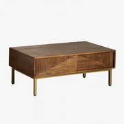 Rechthoekige Salontafel 100x60 Cm Van Mangohout Baty Donker Handvat Hout - Sklum
