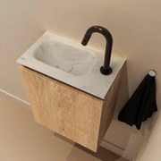 Mondiaz Ture DLux toiletmeubel 40cm washed oak met wastafel opalo links met kraangat