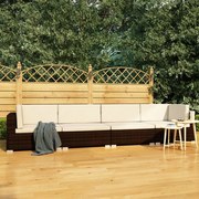 vidaXL 4-delige Loungeset met kussens poly rattan bruin