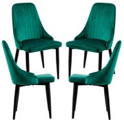 Set 4 Kan Fluwelen Stoelen