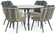 Tuinset Ronde Tuintafel 4 personen 120 cm Aluminium/Rope Taupe  Coco Custa/Vienna