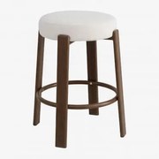 Hoge Kruk Van Chenillestof En Ijzer Jolie Donkerbruin Hout & ↑65 Cm & Stof Chenille Beige – Crème - Sklum