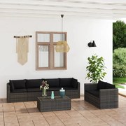 vidaXL 7-delige Loungeset met kussens poly rattan grijs