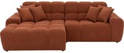 Goossens Excellent Bank Kubus bruin, stof, 1,5-zits, modern design met chaise longue links