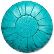 Poef Leder - Turquoise