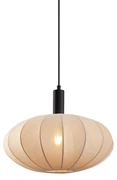 Japandi hanglamp zwart met bruine stoffen kap - BidaJapandi E27 Scandinavisch rond Binnenverlichting Lamp