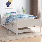 vidaXL Bedframe met 2 lades massief grenenhout wit 100x200 cm