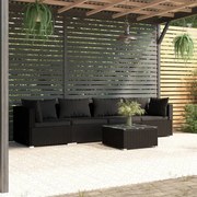 vidaXL 5-delige Loungeset met kussens poly rattan zwart